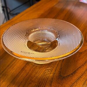 Kosta Boda gold trim 5” heavy crystal votive candle holder Swedish limelight